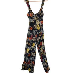 ENDLESS Summer Sexy Multi Floral Sleeveless‎ Wide Leg Jumpsuit Open Back Sz M